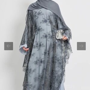 Premium French Lace Overlay Maxi Dress/Abaya